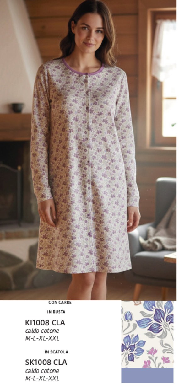 - KI 1008 CLA CAMICIA NOTTE AP. DONNA INTERLOCK